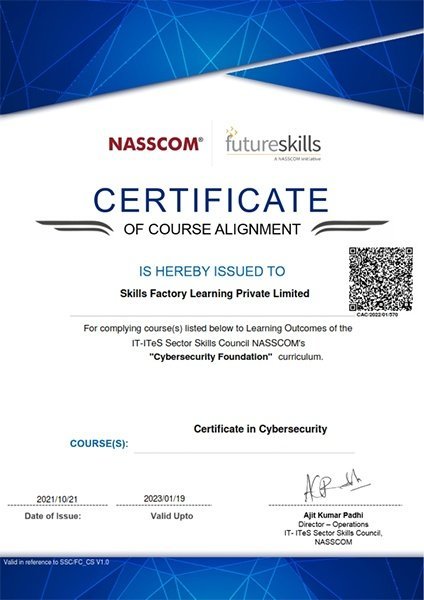 Certification alignment certificate with NASSCOM